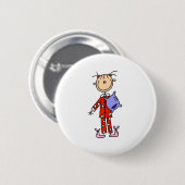 Schlaf über Mädchen in ihrem Pyjama-Knopf Button (Vorne & Hinten)