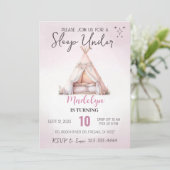 Schlaf unter dem Boho Teepee-Schläfenleepover spät Einladung (Stehend Vorderseite)