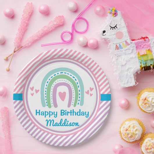 Schlaf unter halbem Schlaf über Regenbogen Pappteller (Party)