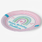 Schlaf unter halbem Schlaf über Regenbogen Pappteller (Schrägansicht)