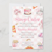 Schlaf unter Pizza Party Girls Geburtstag Einladung (Vorderseite)