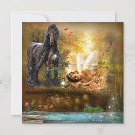 Schlaf zum Träumen Fantasie der Fee und Pferde