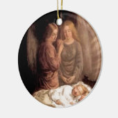 Schlaf - zwei Schutzengel und Kinder Keramik Ornament (Links)