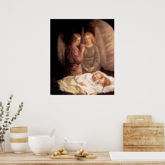 Schlaf - Zwei Schutzengel und Kinder Poster (Küche)