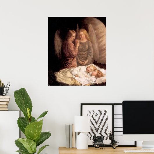 Schlaf - Zwei Schutzengel und Kinder Poster (Heimbüro)