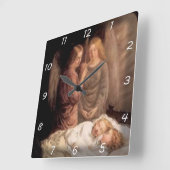 Schlaf - Zwei Schutzengel und Kinder Quadratische Wanduhr (Winkel)
