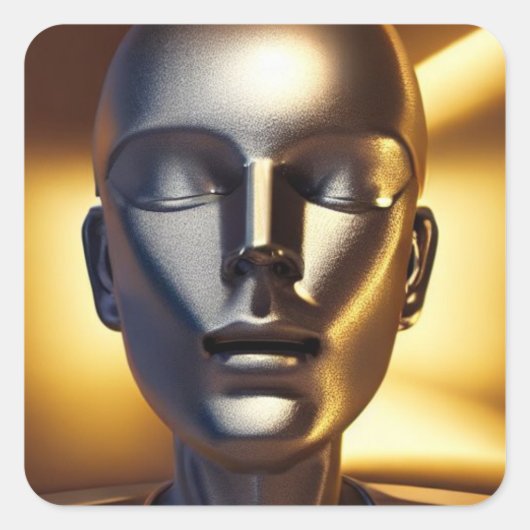 Schlafandroid-Sticker Quadratischer Aufkleber (Vorderseite)
