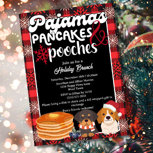 Schlafanzug-Pfannkuchen-und-Hunde-Weihnachtsbrunch Einladung