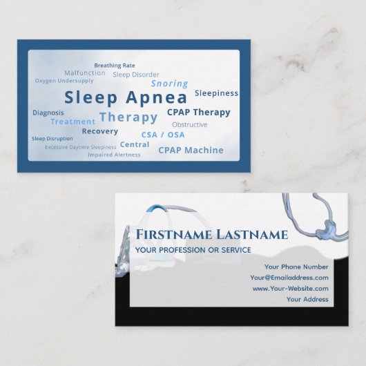 Schlafapnoe Capp Maschinentherapie CSA OSA Visitenkarte (Vorne/Hinten)