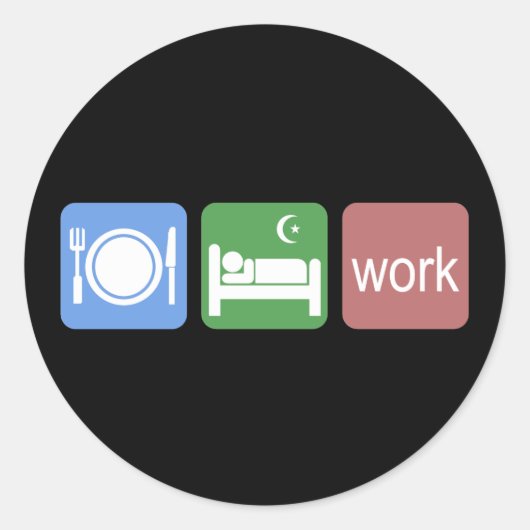 Schlafarbeit essen runder aufkleber (Vorderseite)