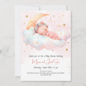 Schlafbaby auf dem Mond, Babydusche Einladung (Vorderseite)