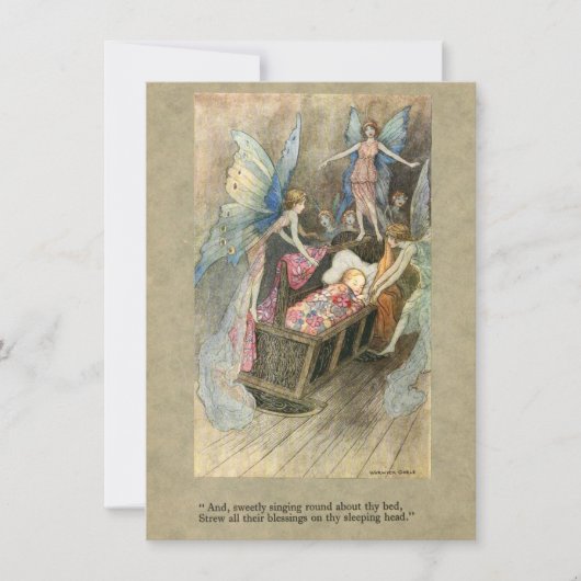 Schlafbaby mit Feen für Babydusche Einladung (Vorderseite)