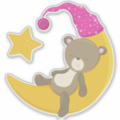 Schlafbär, Bär auf dem Mond, Niedlicher Bär Aufkleber (Vorderseite)