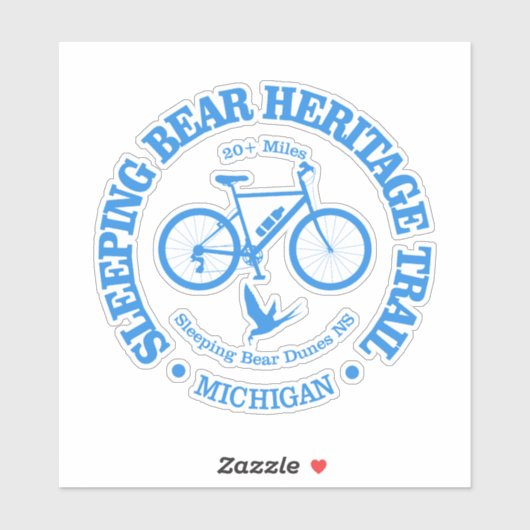 Schlafbär HT (Fahrradfahren) Aufkleber (Blatt)