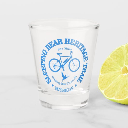 Schlafbär HT (Fahrradfahren) Schnapsglas (Vorderseite)