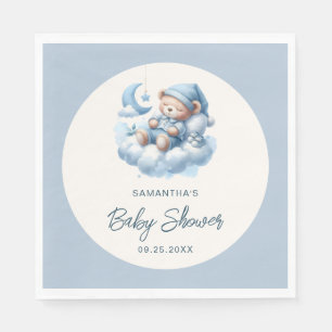 Schlafbär in der Cloud dusty blue boy baby dusche Serviette