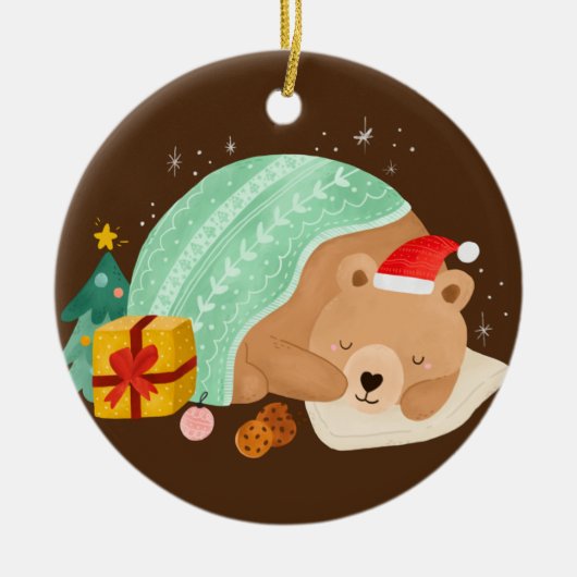 Schlafbär Keramik Ornament (Vorne)