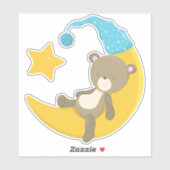 Schlafbär, Niedlicher Bär, Bär auf dem Mond Aufkleber (Blatt)