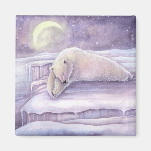 Schlafbär Polar Bär Niedlich Schnelle Winterkunst Magnet (Vorne)