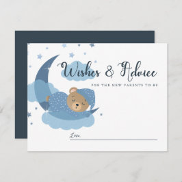 Schlafbär über dem Mond Wünsche & Ratenkarte Hinweiskarte