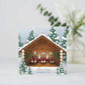 Schlafbärenfamilie Personalisierte Winternotecard Einladung (Stehend Vorderseite)