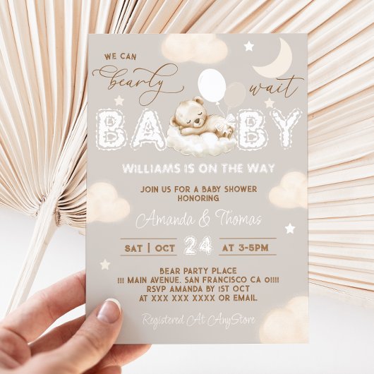 Schlafbärenneutronen Babydusche Einladung