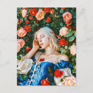 Schlafbehagen unter Rose Postkarte