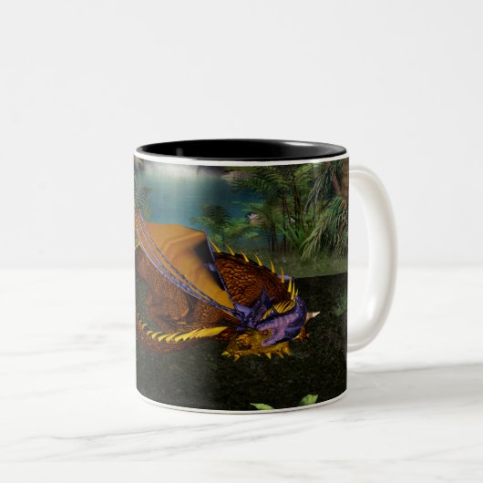 Schlafdrache Zweifarbige Tasse (VorderseiteRechts)