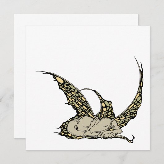 Schlafdrachenette (gelb) Einladungen (Vorne/Hinten)