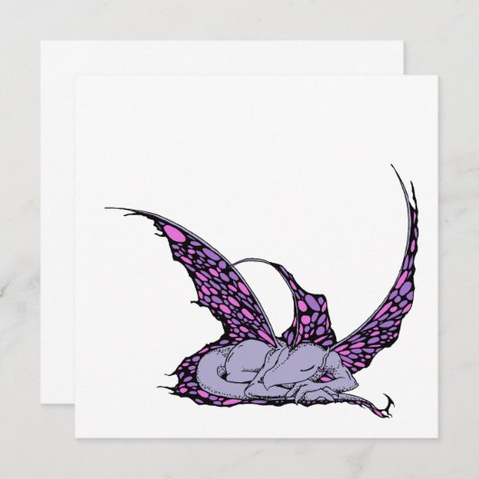 Schlafdrachenette (Lila) Einladungen (Vorne/Hinten)