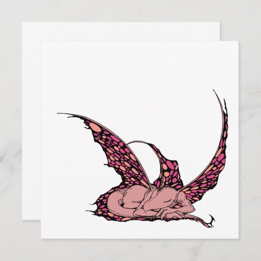 Schlafdragonette (rot) Einladung (Vorne/Hinten)