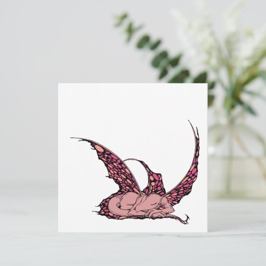 Schlafdragonette (rot) Einladung (Stehend Vorderseite)