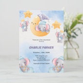 SchlafElefanten Babydusche Einladung (Stehend Vorderseite)