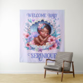 Schlafen Afroamerikanisches Baby Girl Seashell Wandteppich (Beispiel)