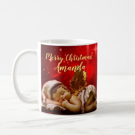Schlafen Angel Baby Jesus Weihnachten Kaffeetasse (Links)