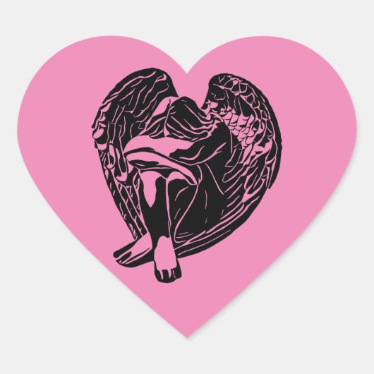Schlafen Angel Girl Fantasy religiöse abstrakte Ku Herz-Aufkleber (Vorderseite)