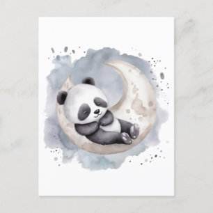 Schlafen Aquarell Crescent Moon Baby Panda Postkarte