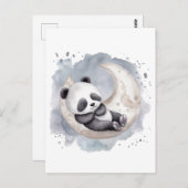 Schlafen Aquarell Crescent Moon Baby Panda Postkarte (Vorne/Hinten)