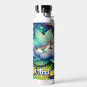 Schlafen auf einer Blume Märchenfest Personalisier Trinkflasche (Links)