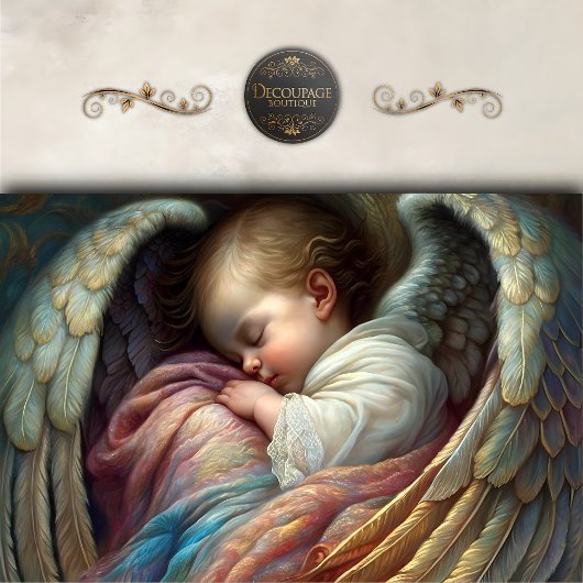 Schlafen Baby Angel Wings Decoupage Seidenpapier