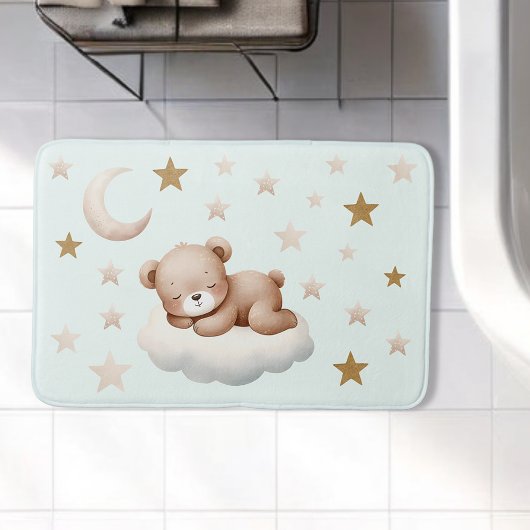 Schlafen Baby Bear Hexe Stars Mint Bath Mat Badematte