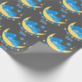 Schlafen Baby Boy Teddy Bear auf Moon Pattern Geschenkpapier (Ecke)