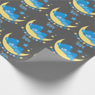 Schlafen Baby Boy Teddy Bear auf Moon Pattern Geschenkpapier