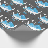 Schlafen Baby Boy Teddy Bear auf Moon Pattern Geschenkpapier (Ecke)