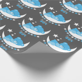 Schlafen Baby Boy Teddy Bear auf Moon Pattern Geschenkpapier