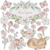 Schlafen Baby Deer Pink Mushroom Patch Set Stic Aufkleber (Vorderseite)