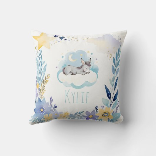 Schlafen Baby Donkey Boho Name Kinderzimmer Kissen (Rückseite)