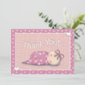 Schlafen Baby Dusche Matching Danke Karten (Stehend Vorderseite)