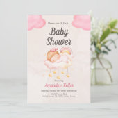 Schlafen Baby Girl Babydusche Einladung (Stehend Vorderseite)