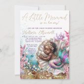 Schlafen Baby Mermaid Clamshell Babydusche Einladung (Vorderseite)